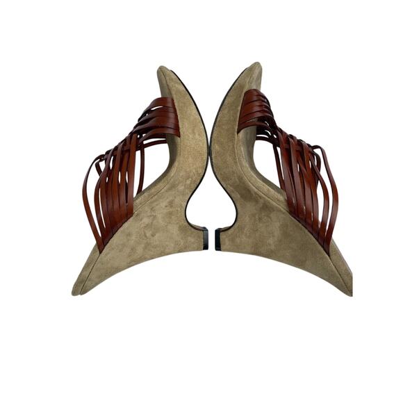 Lumiani Brown Leather & Suede Heels Size 8 - Picture 8 of 11